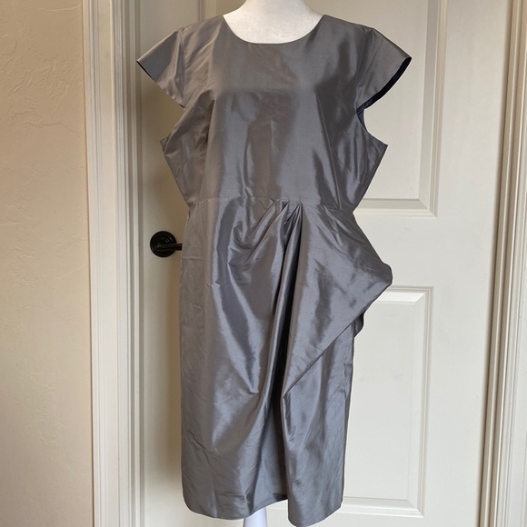 J. CREW silver gray silk dress Women’s Event party Plus Size 16 Festive Preppy - Picture 1 of 6